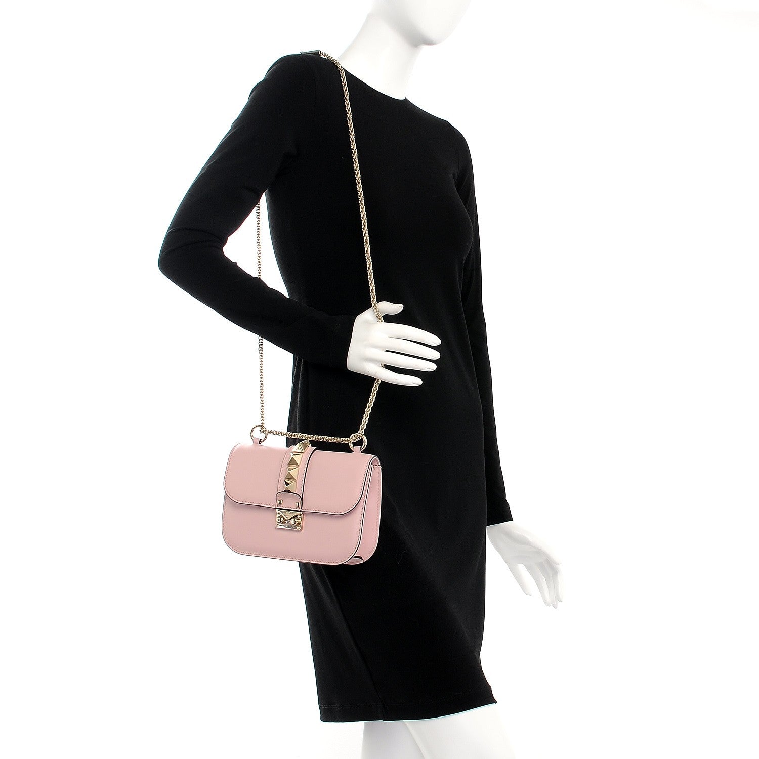Valentino Garavani Vitello Small Glam Lock Rockstud Flap Water Rose 2 of 6