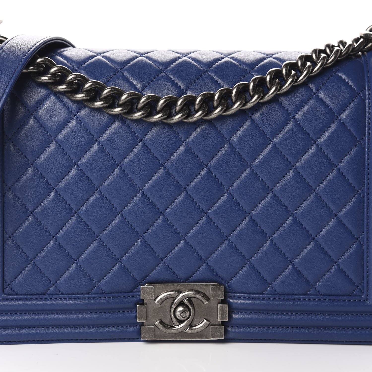 Chanel Lambskin Quilted New Medium Boy Flap Dark Blue 11 of 11