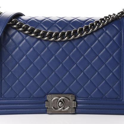 Chanel Lambskin Quilted New Medium Boy Flap Dark Blue 11 of 11