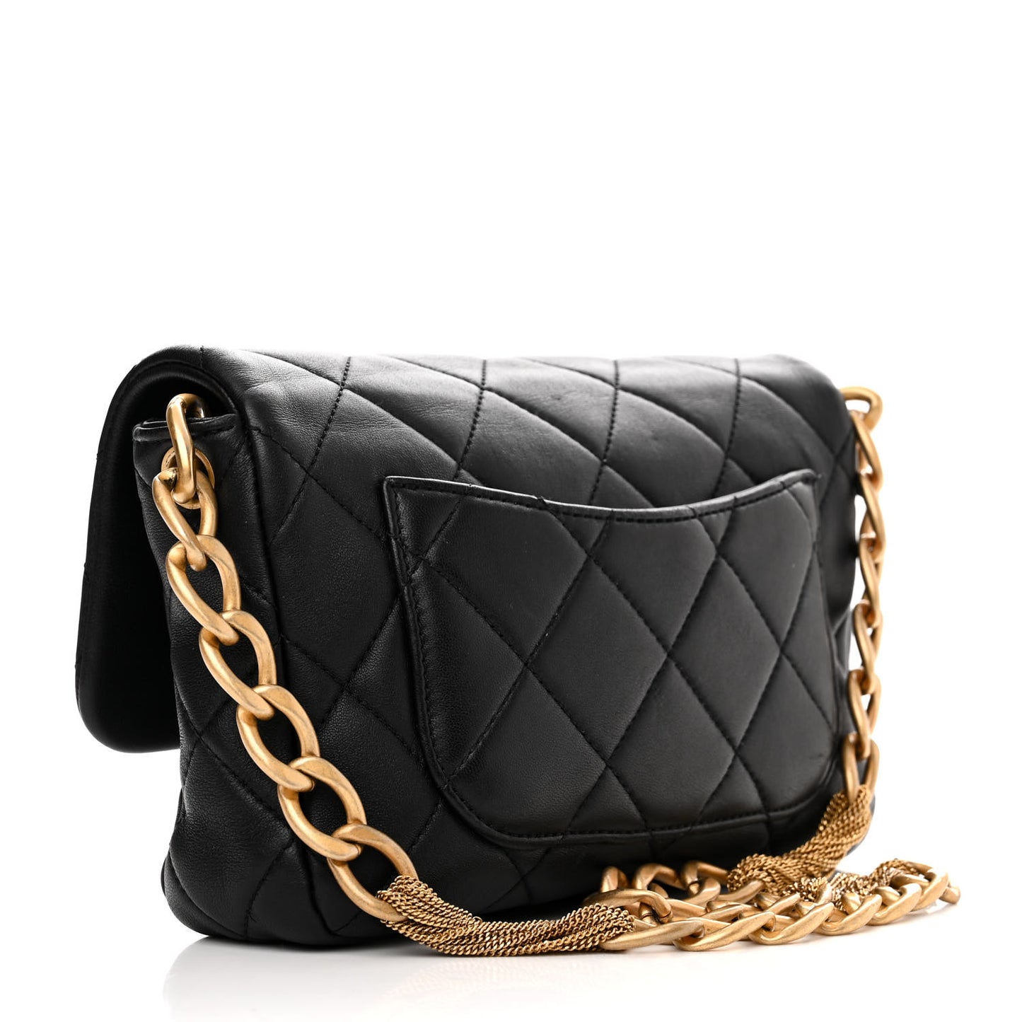 Lambskin Quilted Chain Flap Black