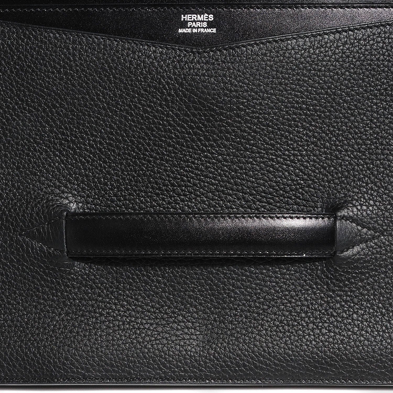 Hermes Box Calf Taurillon Clemence Faco Clutch Black 9 of 14