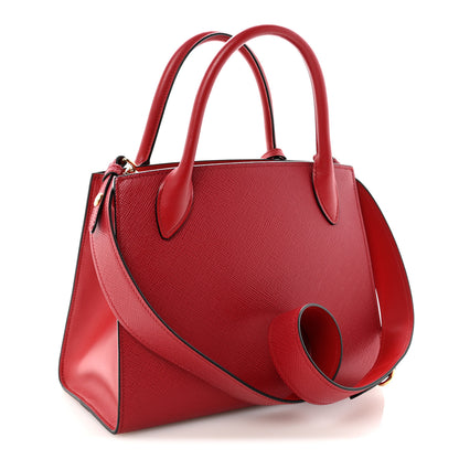 Prada Saffiano Cuir Calfskin Small Monochrome Top Handle Tote Fuoco 3 of 9