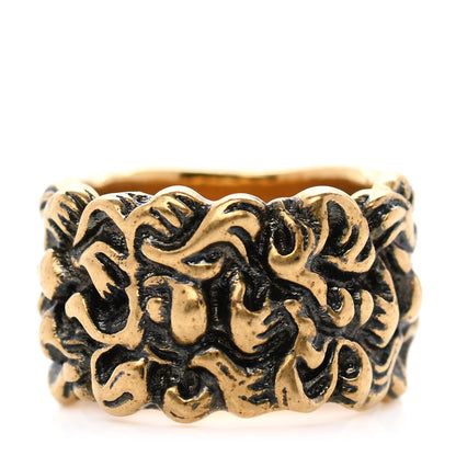 Gucci Metal Lion Mane Ring L Aged Gold 1 of 6