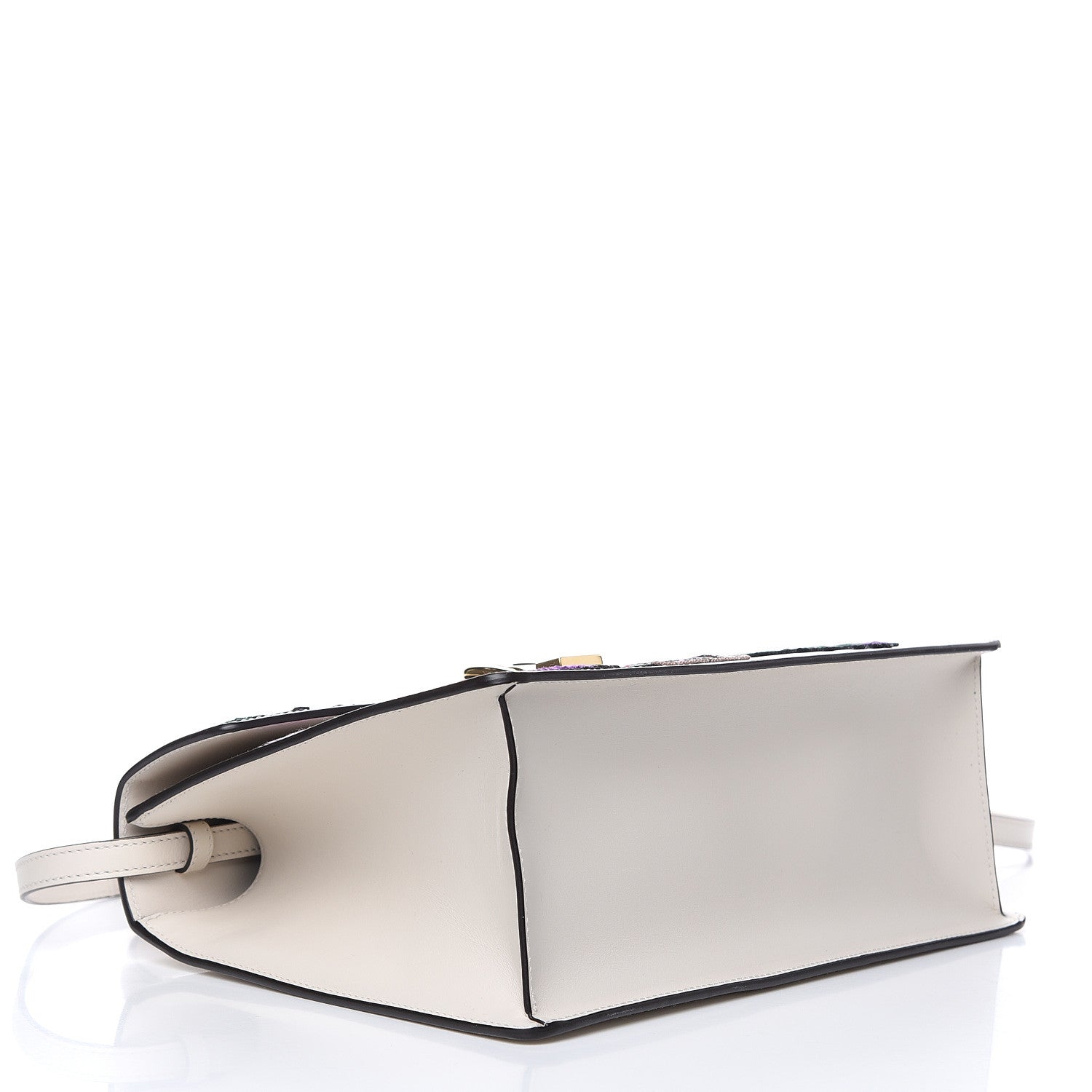 Gucci Calfskin Embroidered Medium Sylvie Top Handle Bag White 4 of 12