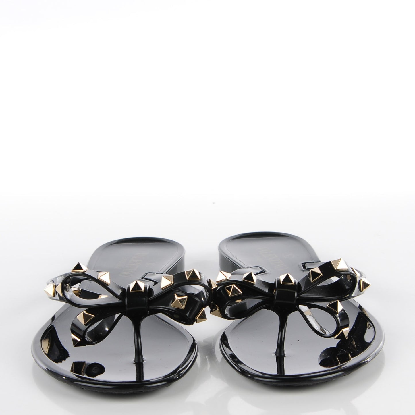 PVC Jelly Rockstud Bow Thong Sandals 41 Black