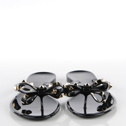 Valentino Garavani PVC Jelly Rockstud Bow Thong Sandals 41 Black 2 of 7