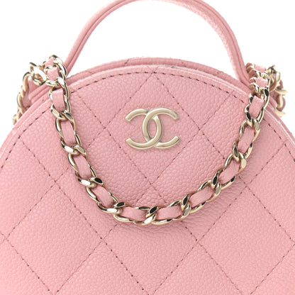 Chanel Caviar Quilted Round Handle With Care Vanity With Chain Pink 10 of 14