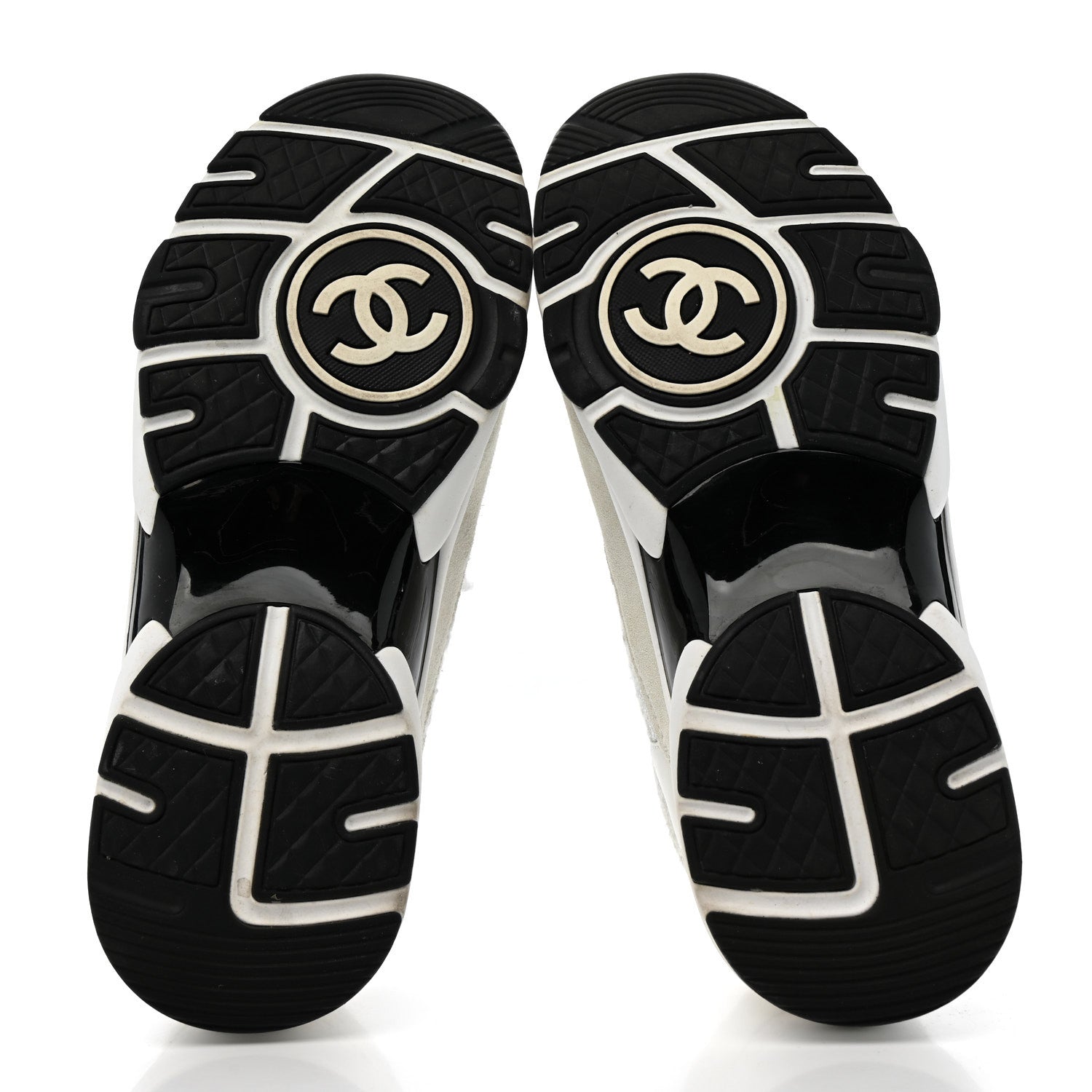 Chanel Painted Iridescent Cotton Tweed Suede Womens CC Sneakers 39 White Silver Multicolor 6 of 16