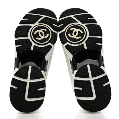 Chanel Painted Iridescent Cotton Tweed Suede Womens CC Sneakers 39 White Silver Multicolor 6 of 16