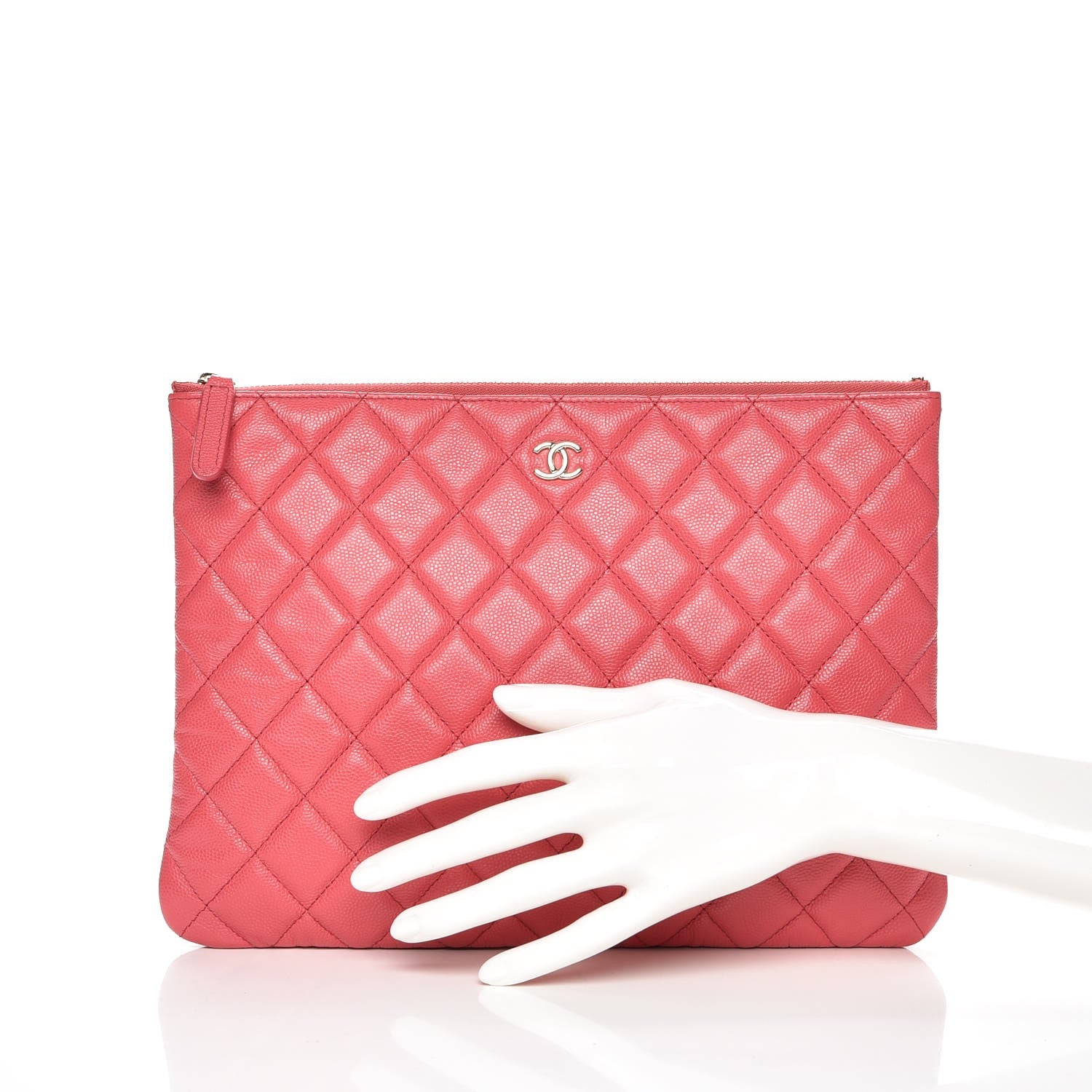 Chanel Caviar Quilted Medium Cosmetic Case Dark Pink 2 of 7