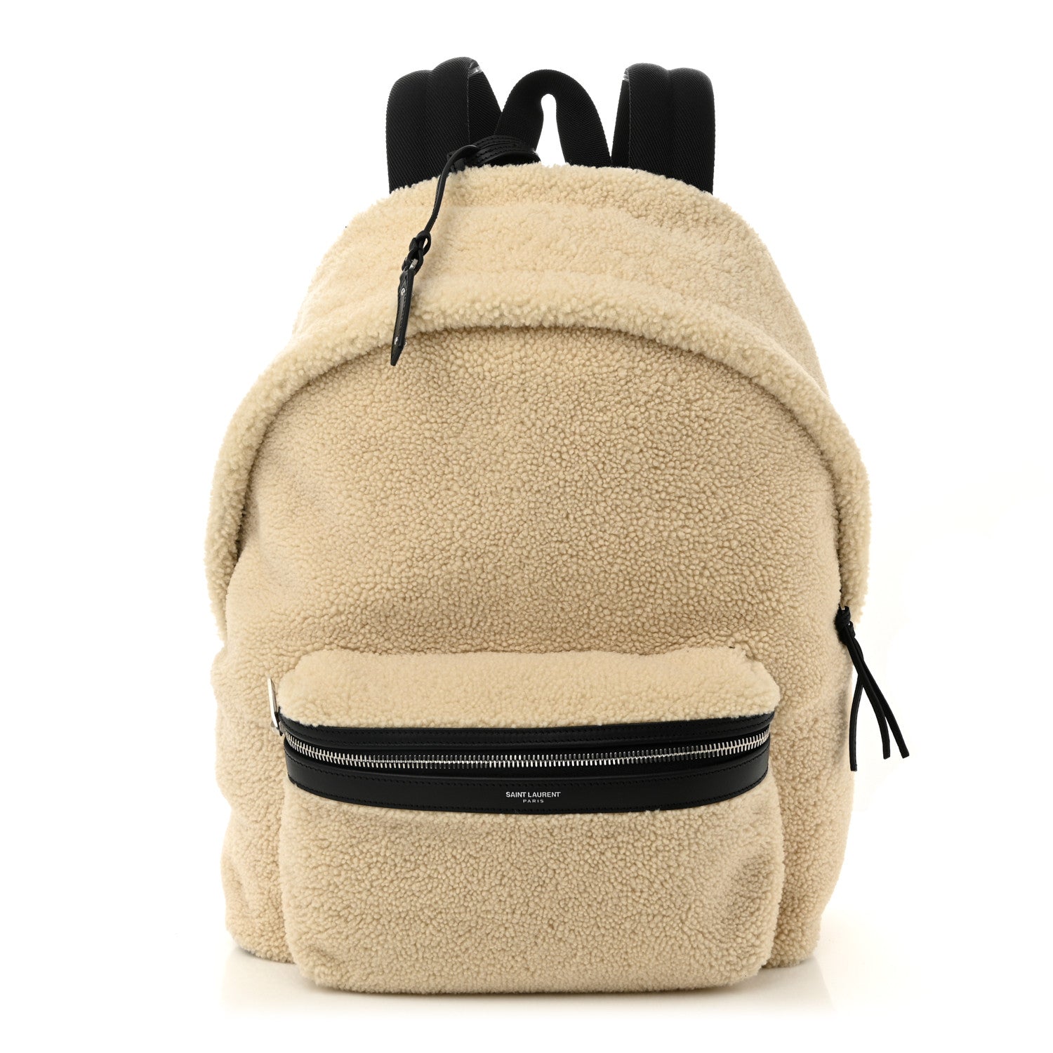Saint Laurent Shearling City Backpack Natural Black 1 of 10