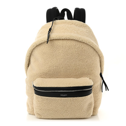 Saint Laurent Shearling City Backpack Natural Black 1 of 10