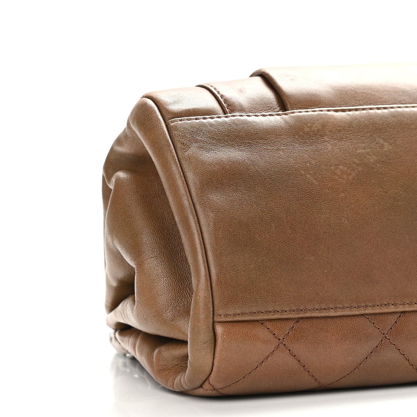 Calfskin Quilted Frame Flap Brown