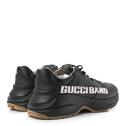 Gucci Calfskin Gucci Band Printed Mens Rhyton Sneakers 10.5 Apollo Black 4 of 9