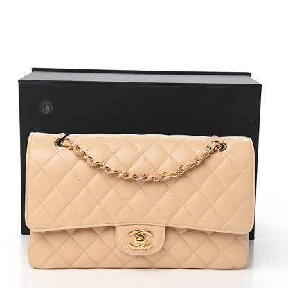 Chanel Caviar Quilted Medium Double Flap Beige 9 of 9