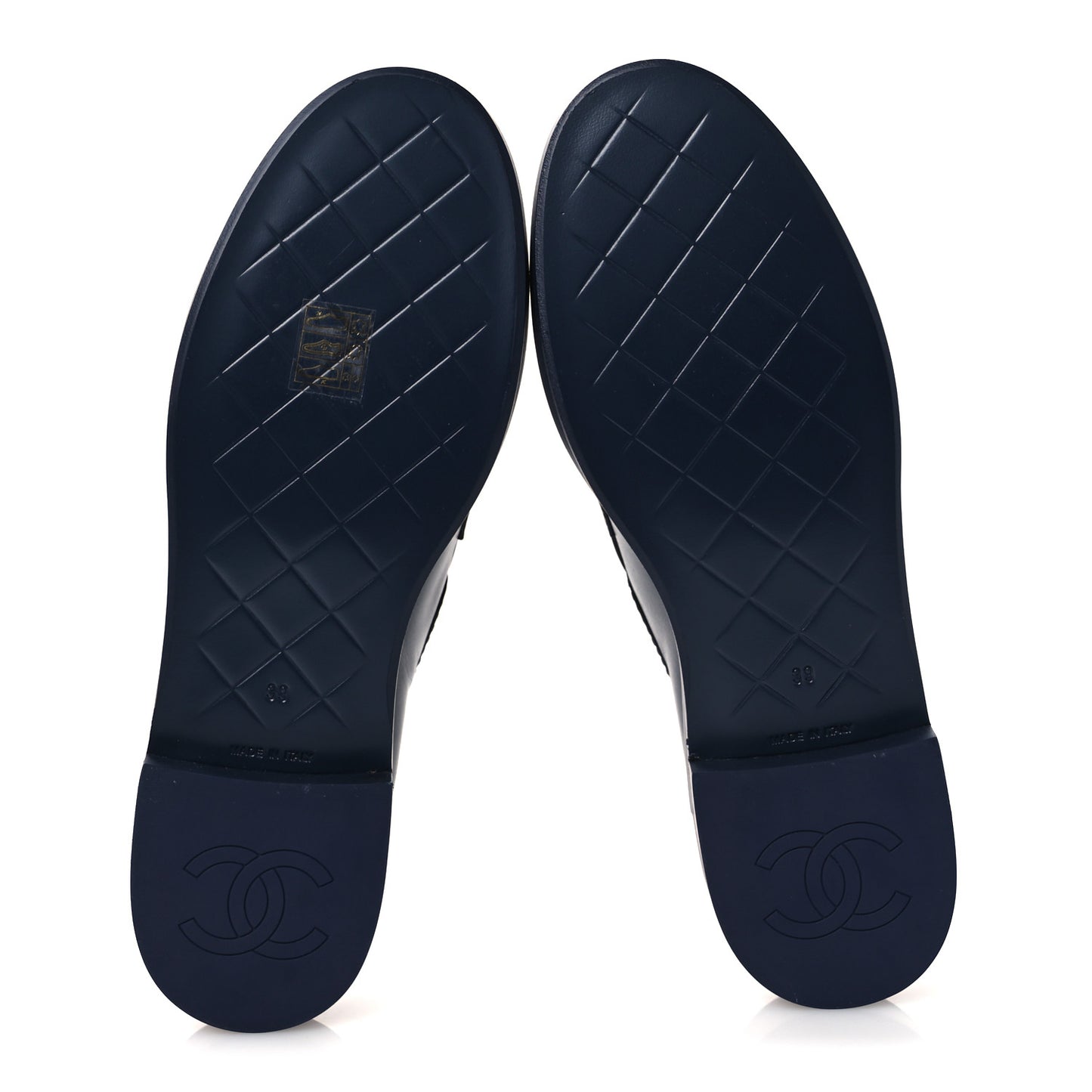 Lambskin Quilted CC Turnlock Loafers 39 Navy