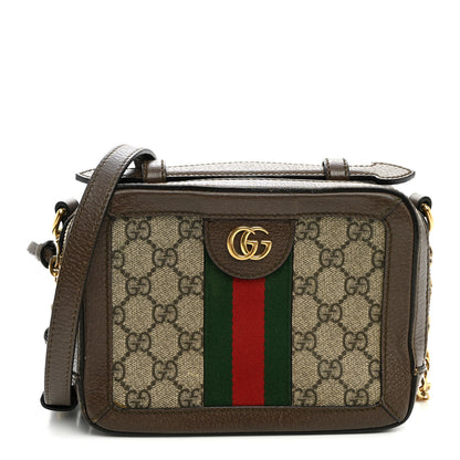 Gucci GG Supreme Monogram Mini Ophidia Top Handle Shoulder Bag Brown 1 of 11