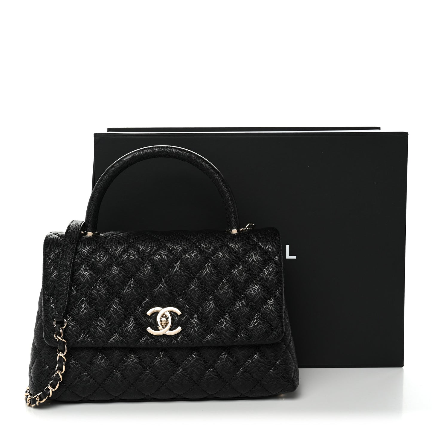 Caviar Quilted Small Coco Handle Flap Black