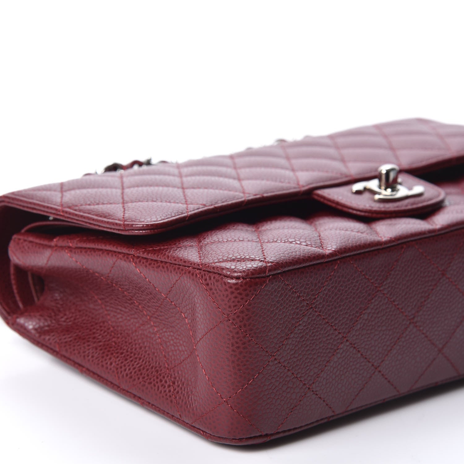 Chanel Caviar Quilted Medium Double Flap Dark Red 5 of 10
