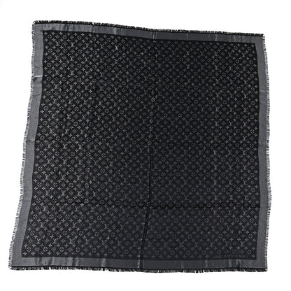 Louis Vuitton Silk Lurex Wool Monogram Shine Shawl Black 1 of 4