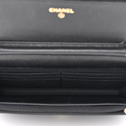 Chanel Caviar Quilted Crystal CC Wallet On Chain WOC Black 5 of 13