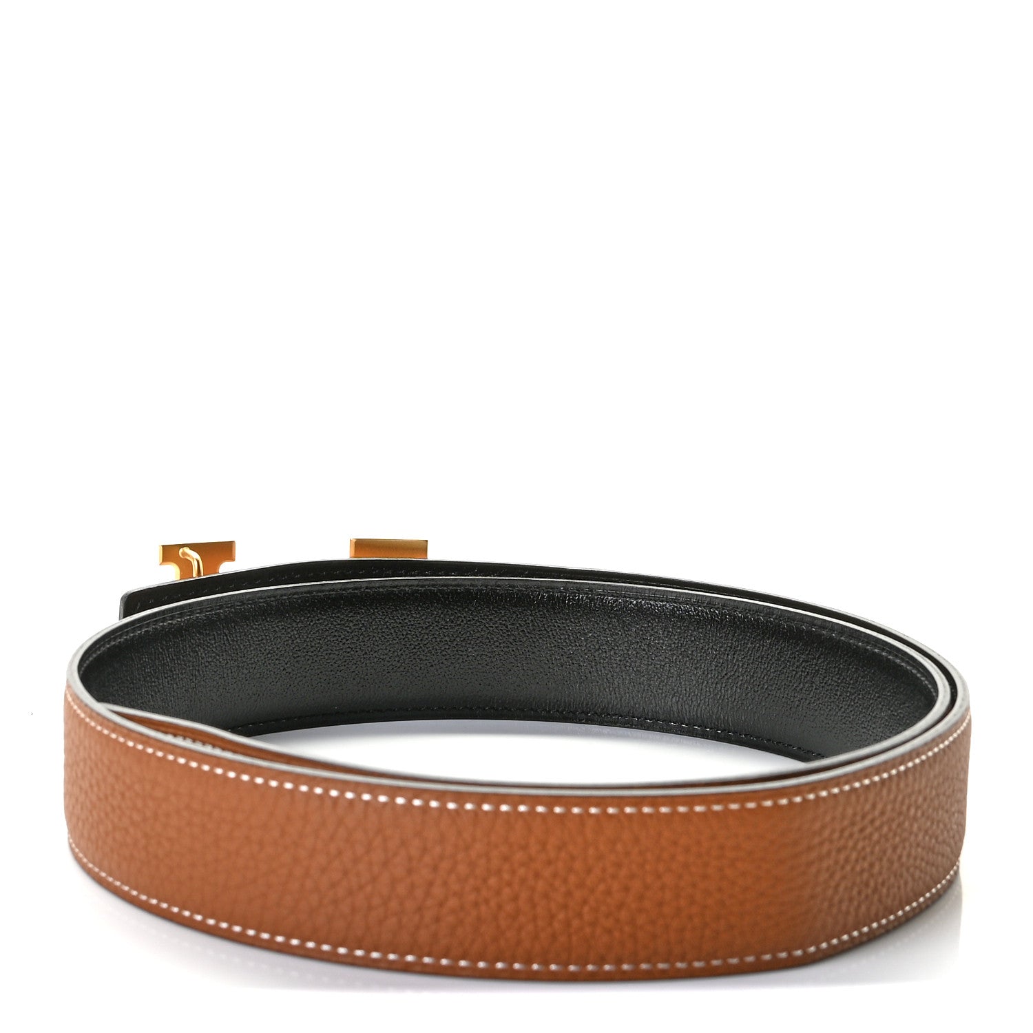 Hermes Swift Togo 32mm H Belt 80 Gold Black 2 of 4