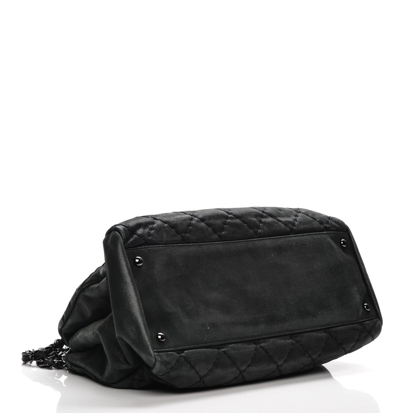 Iridescent Calfskin Quilted Large Just Mademoiselle Dark Grey