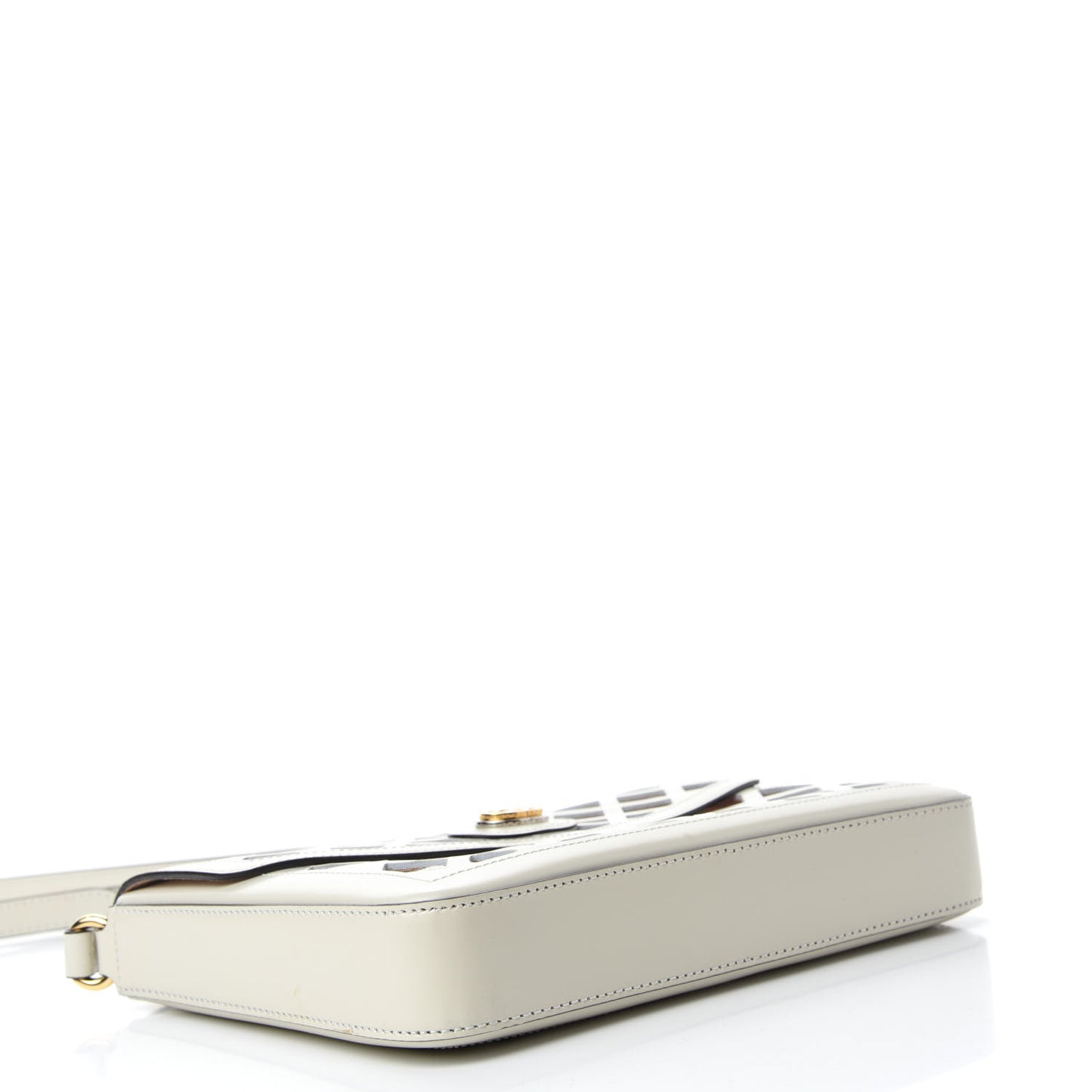 Canvas Flora Floral Calfskin Medium Cutout Shoulder Bag White Multicolor