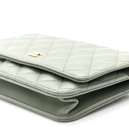 Chanel Lambskin Quilted Wallet On Chain WOC Green 10 of 11