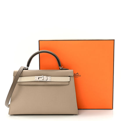 Hermes Epsom Tri-Color Mini Kelly Sellier 20 Trench Craie Etoupe 12 of 12