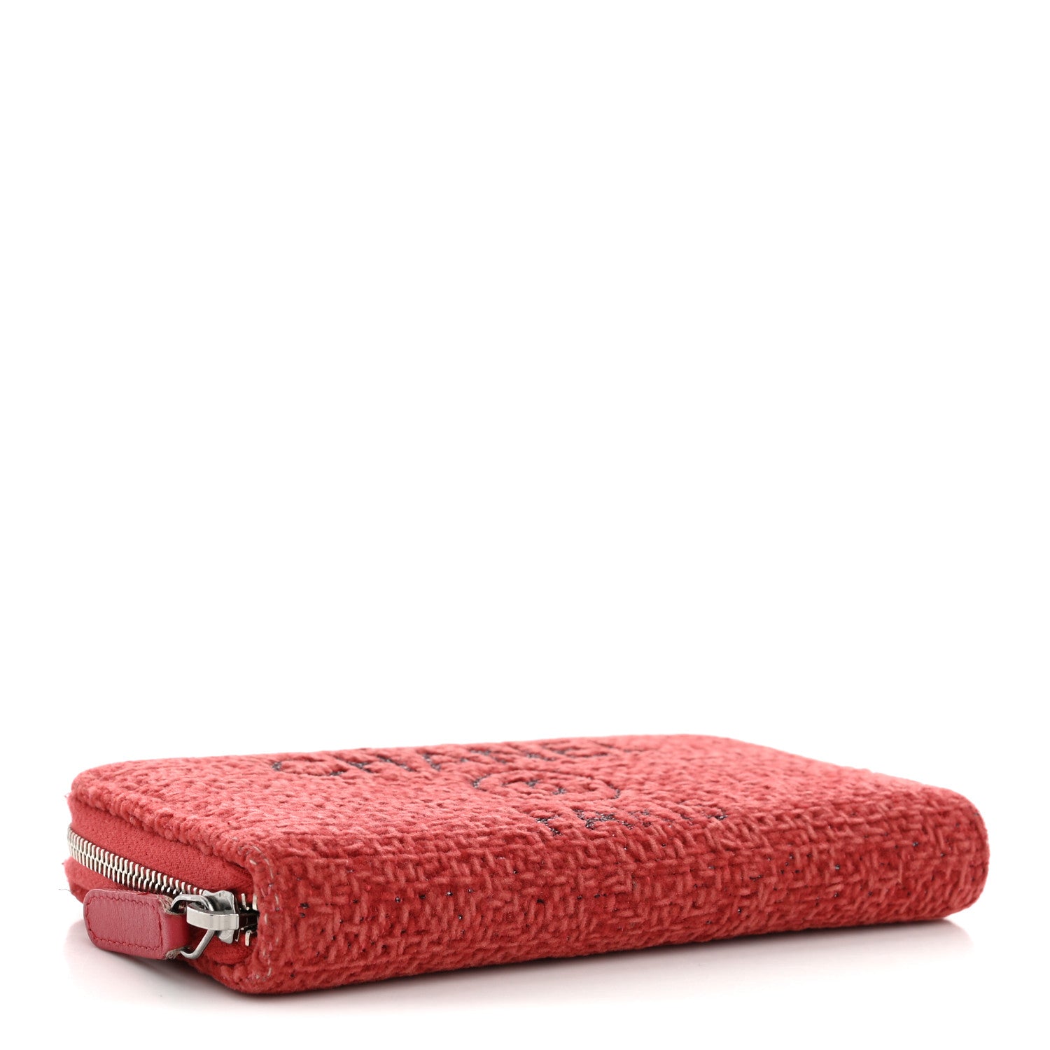Chanel Lurex Boucle Deauville Medium Zip Around Wallet Red 4 of 10