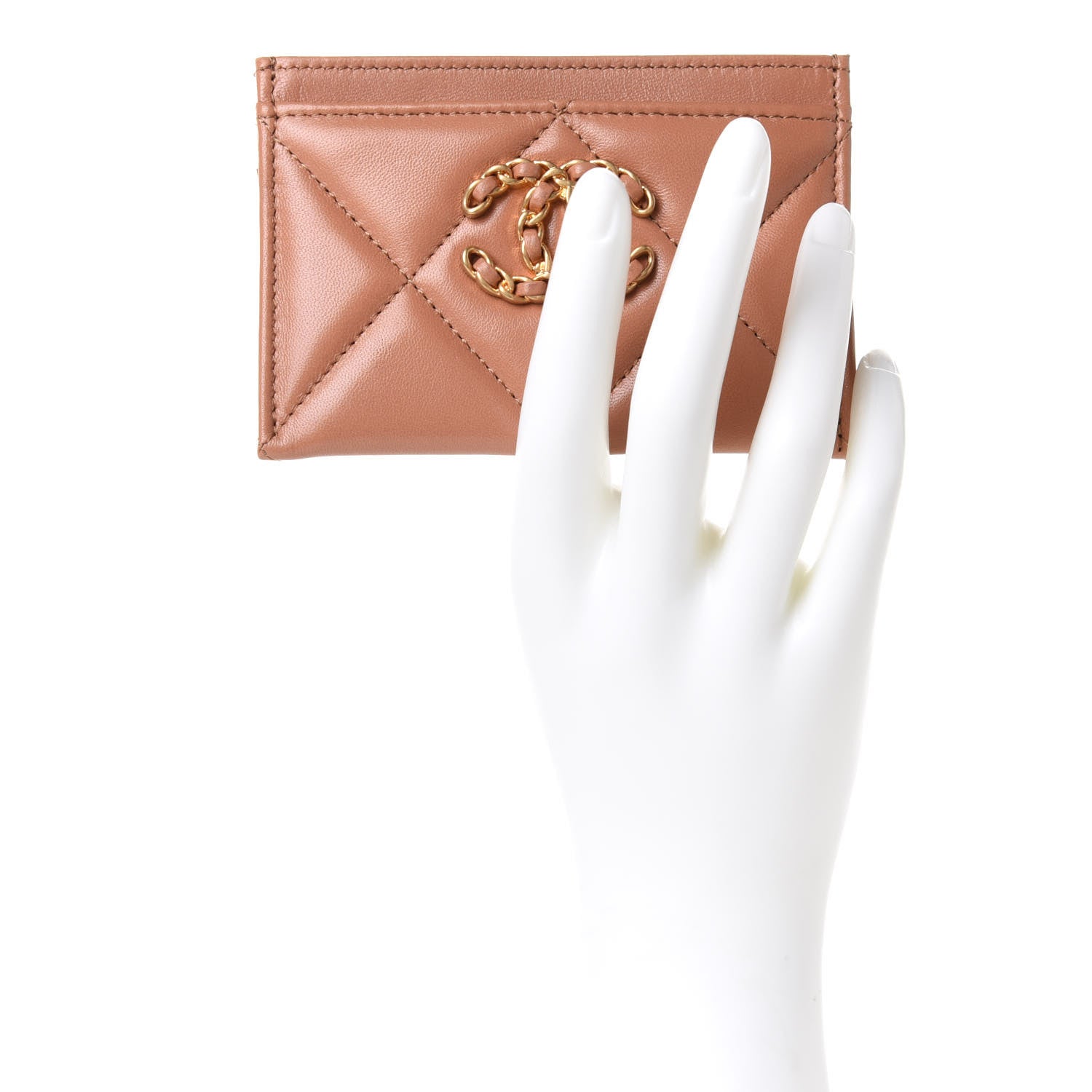 Chanel Lambskin Quilted Chanel 19 Card Holder Brown 2 of 9