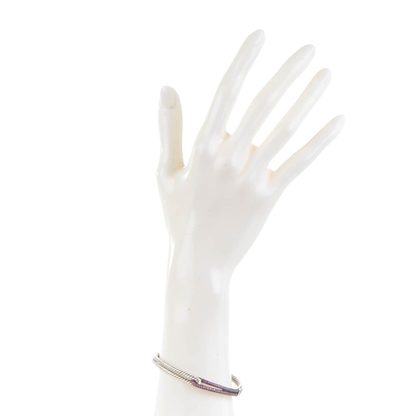 Sterling Silver Pave Pink Sapphire 7mm Single Loop Labyrinth Bracelet