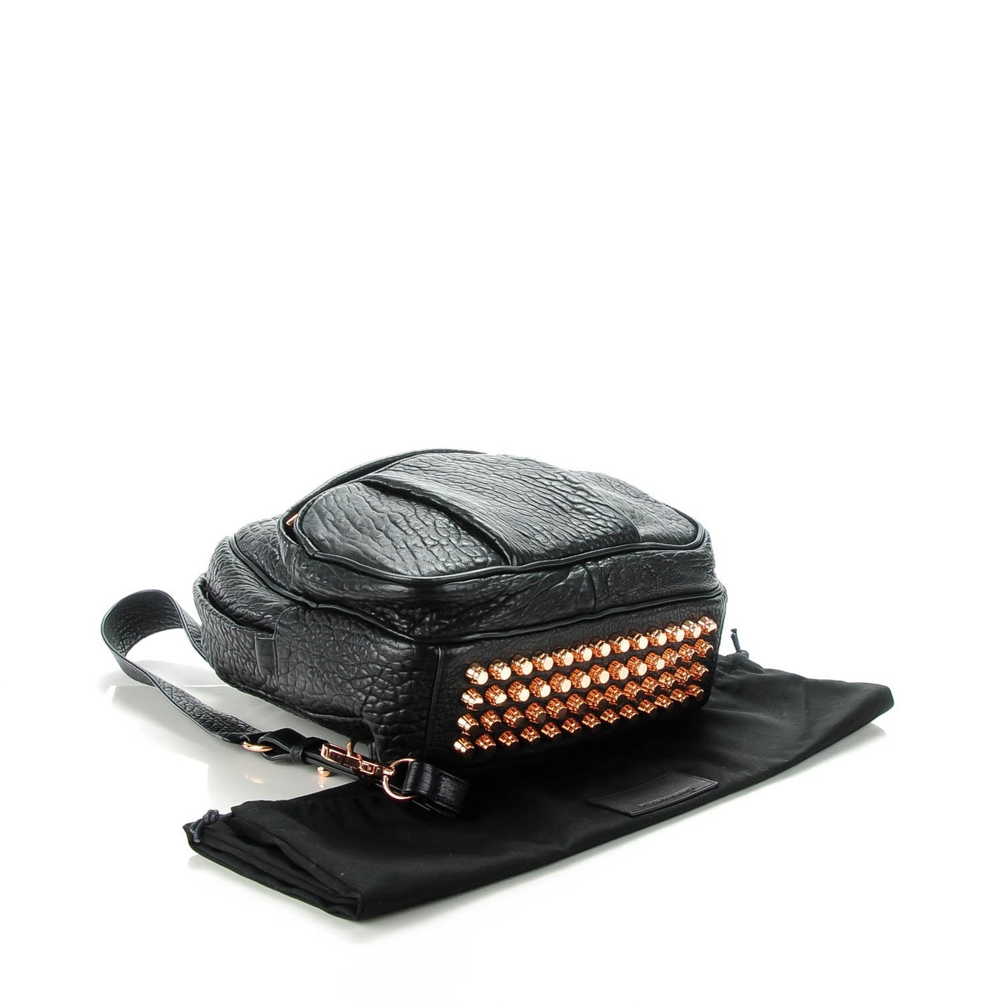 Pebbled Lambskin Dumbo Backpack Black Rose Gold Hardware
