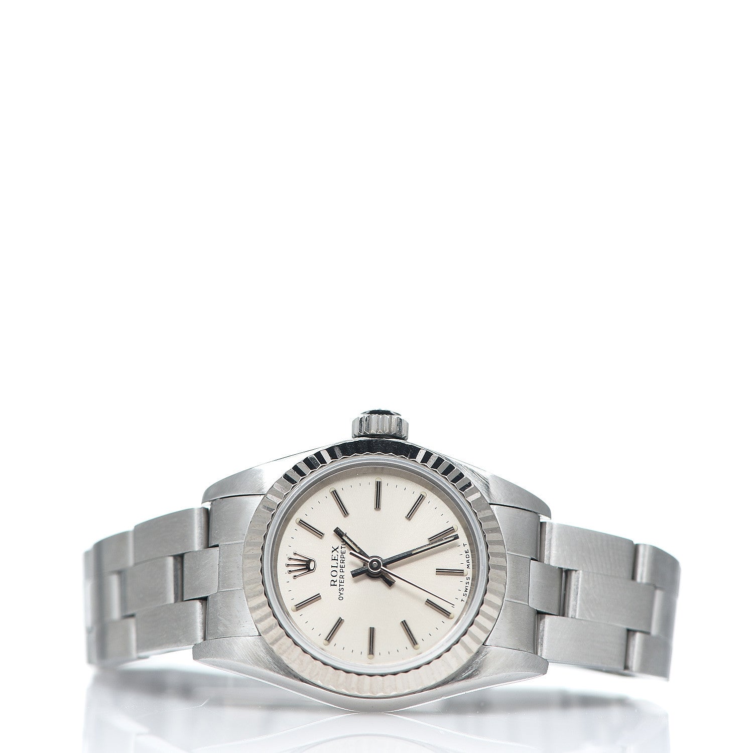 Rolex Stainless Steel 18K White Gold 25mm Oyster Perpetual Watch Silver 67494 2 of 4
