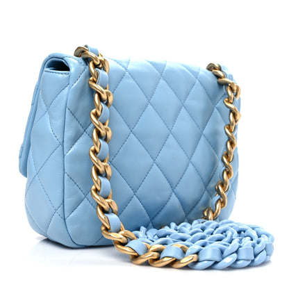 Chanel Lambskin Quilted Small Lacquered Chain Flap Light Blue 2 of 7
