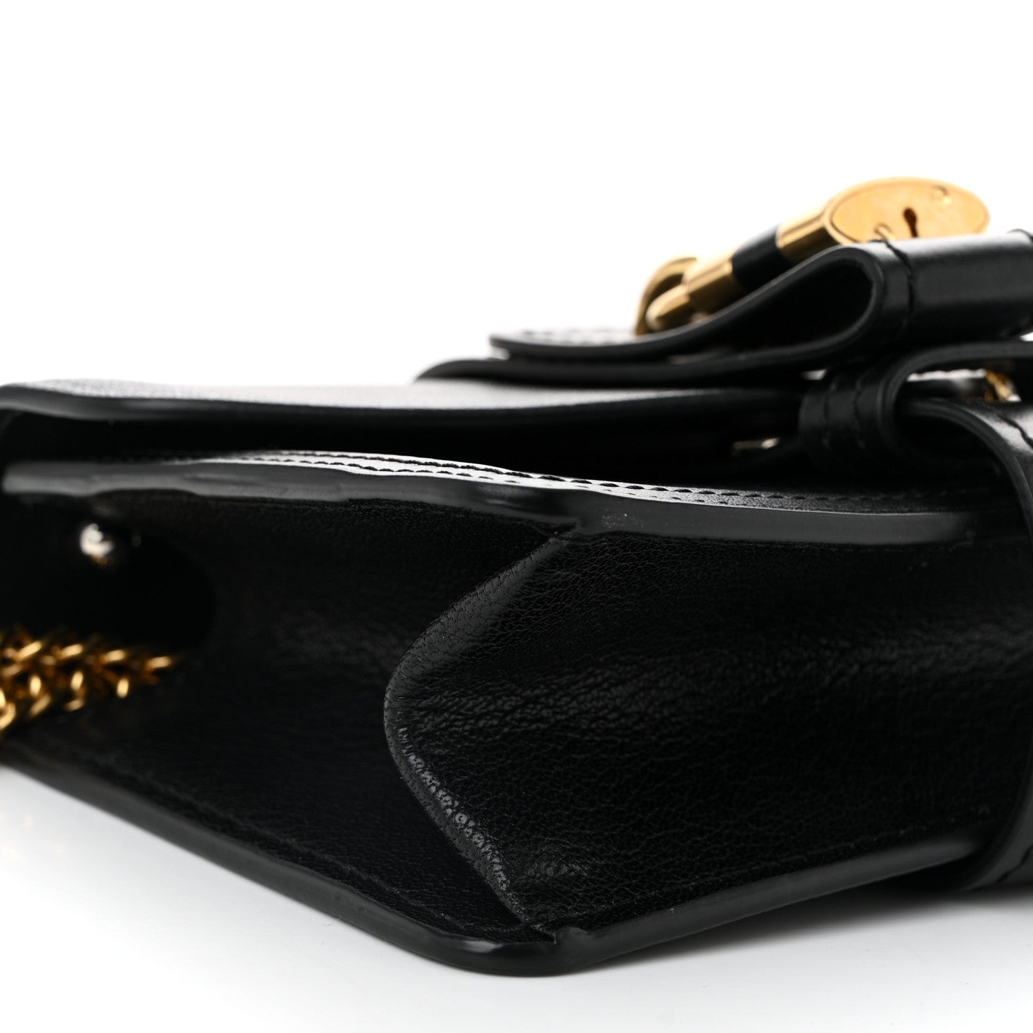 Chloe Shiny Goatskin Calfskin Mini Aby Chain Shoulder Bag Black 9 of 10