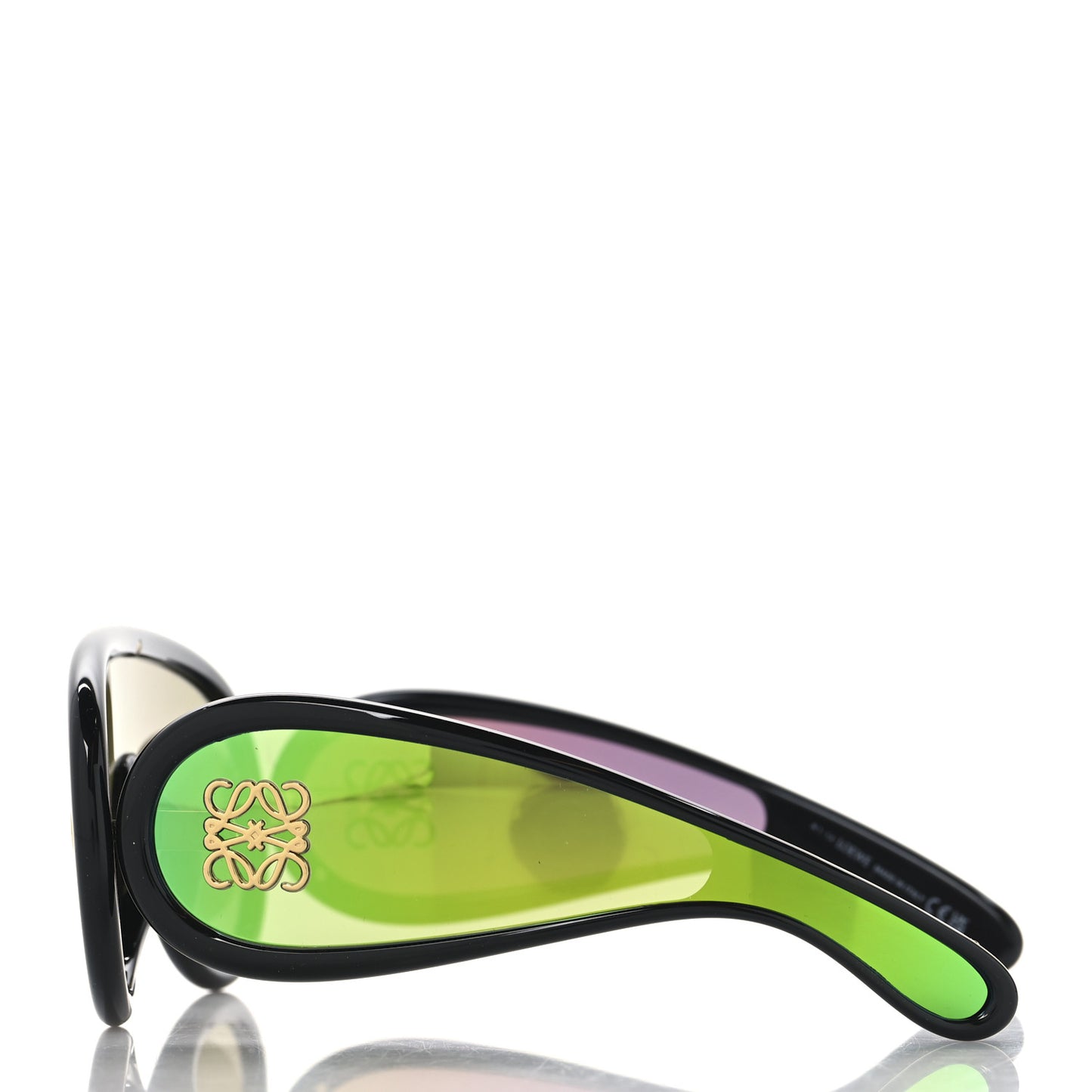 Acetate Mirrored Anagram Wave Mask Sunglasses LW40108I Black Green