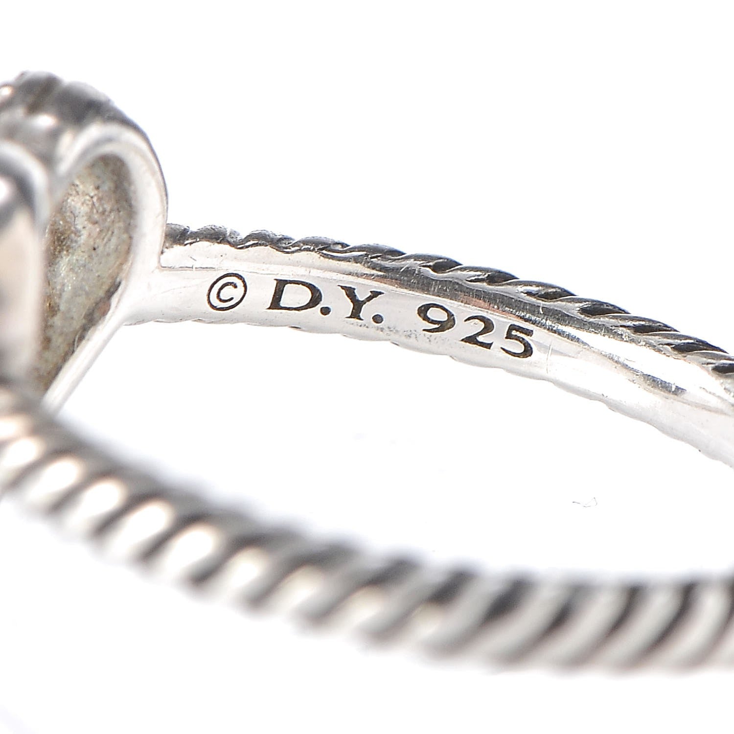 David Yurman Sterling Silver Diamond 10mm Open Heart Ring 53.1 6.5 8 of 9
