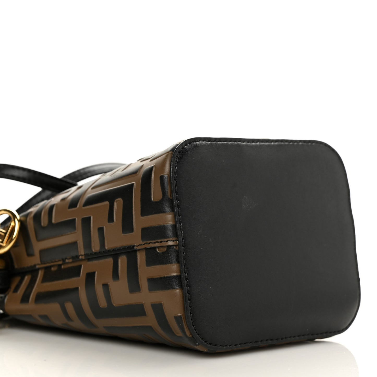Vitello Liberty F is Fendi Bi-Color FF 1974 Embossed Mini Mon Tresor Bucket Bag Maya Black
