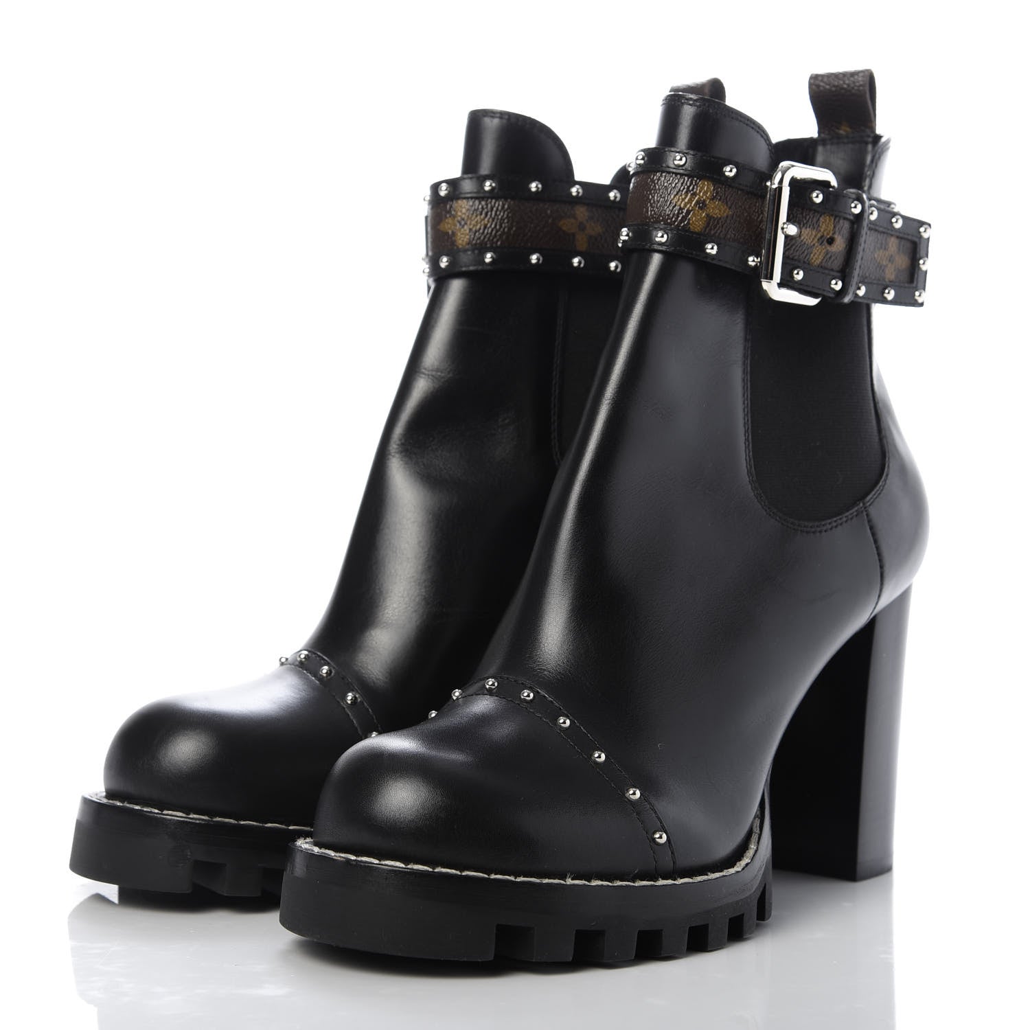 Louis Vuitton Calfskin Monogram Star Trail Chelsea Ankle Boots 41 Black 3 of 9