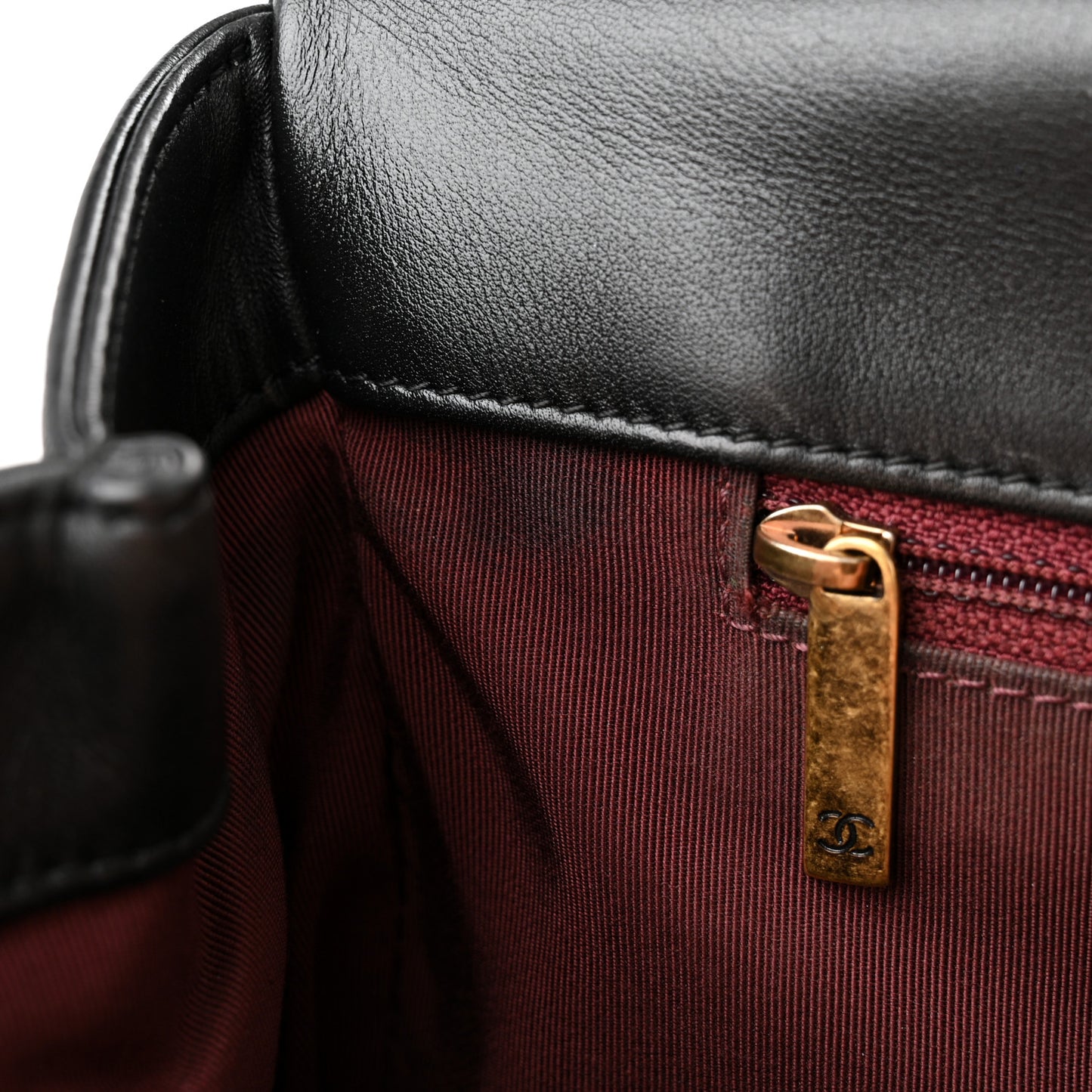 Calfskin Quilted Large Gold Bar Top Handle Flap Black