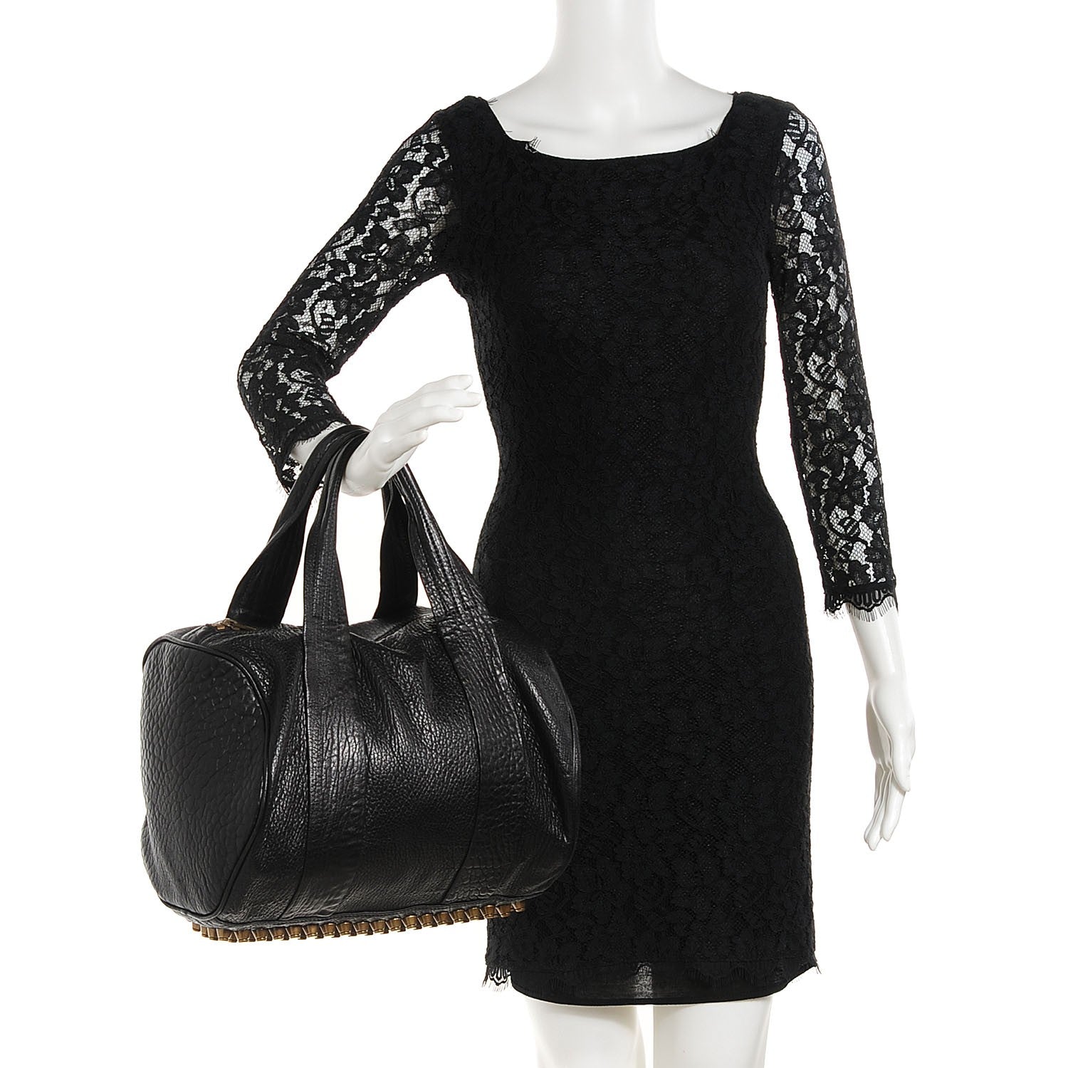 Alexander Wang Pebbled Lambskin Rocco Black Antique Brass Hardware 2 of 6