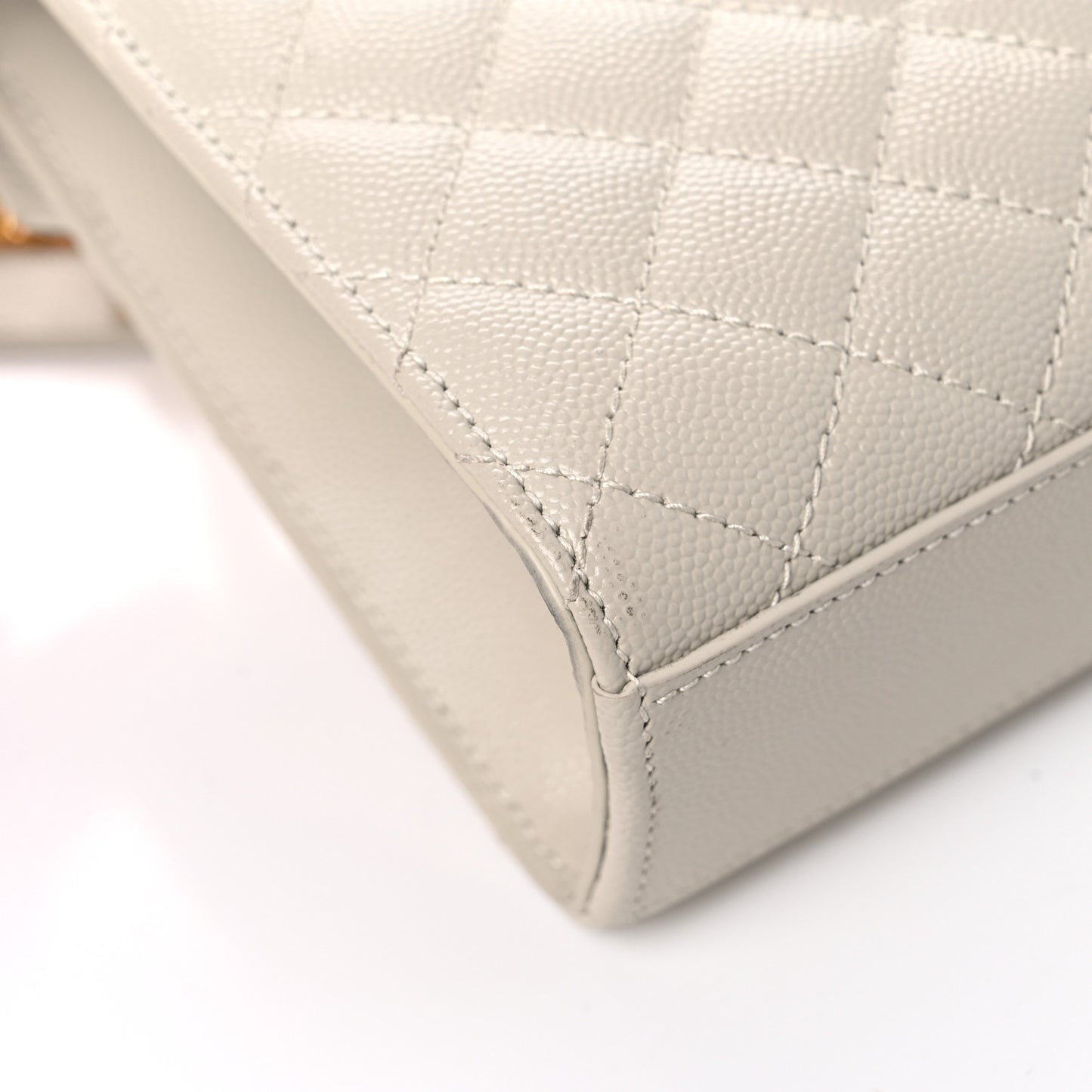 Grain De Poudre Textured Mixed Matelasse Medium Triquilt Monogram Satchel Crema Soft