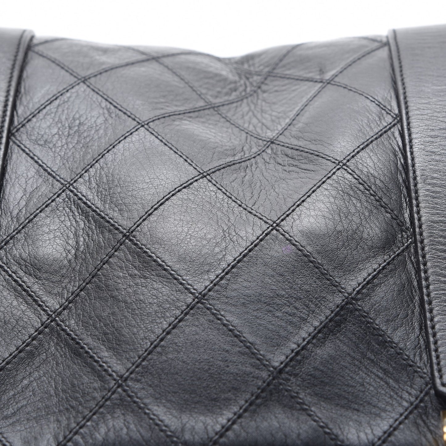 Calfskin Stitched Duffel Bag Black