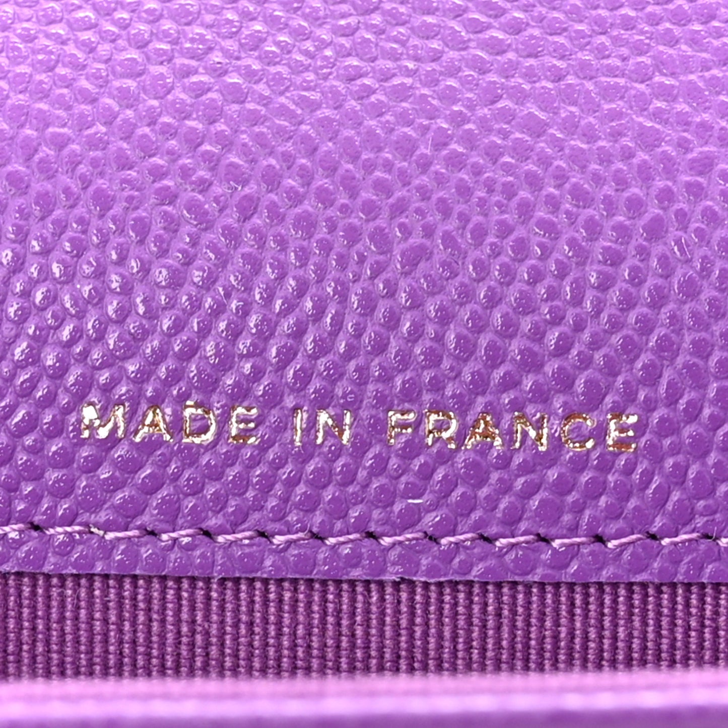 Caviar Quilted Flap Card Holder Wallet Purple