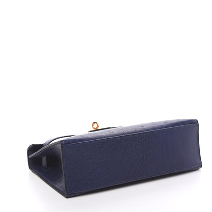 Hermes Ostrich Kelly Pochette Clutch Bleu Iris 4 of 30