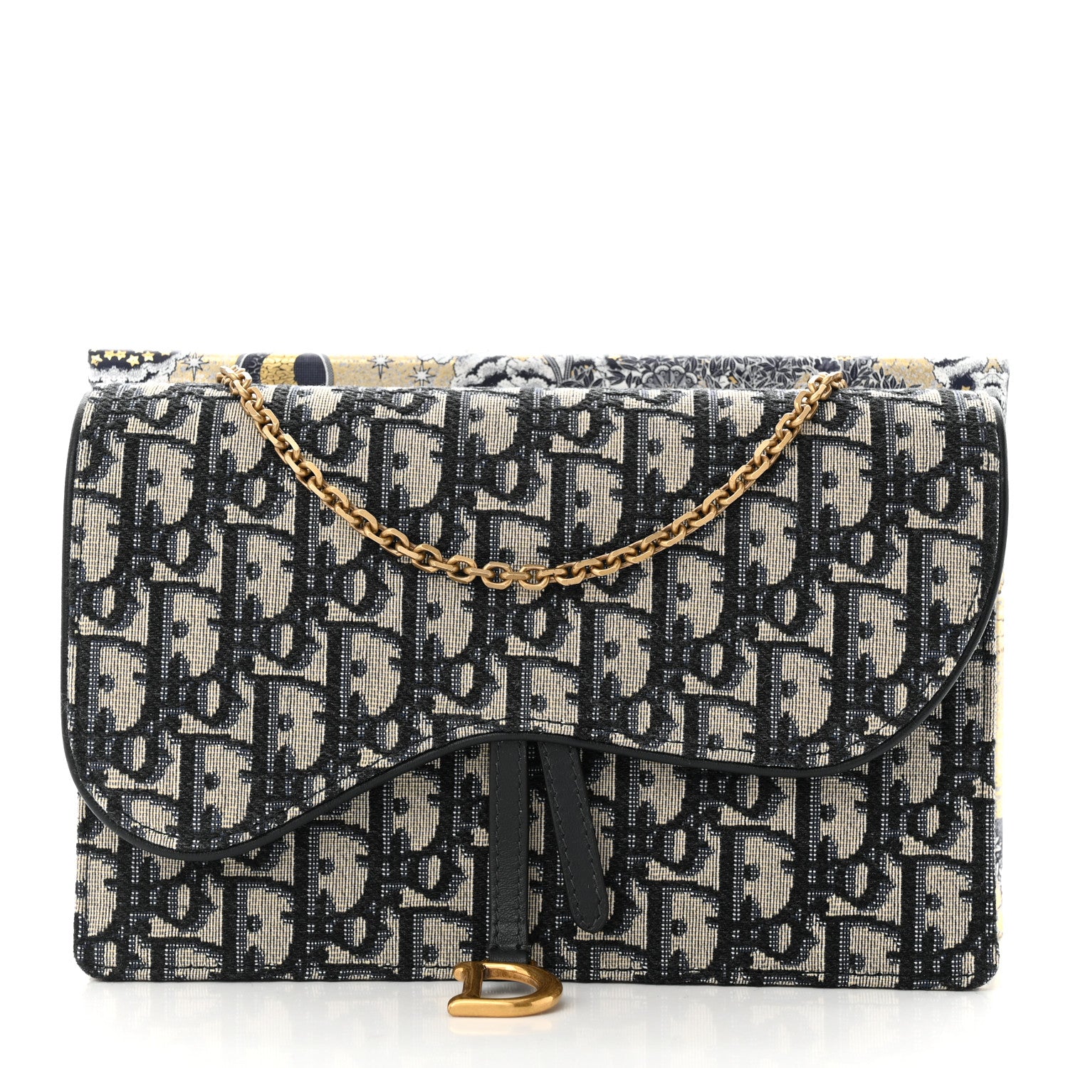 Christian Dior Oblique Saddle Chain Pouch Blue 10 of 10
