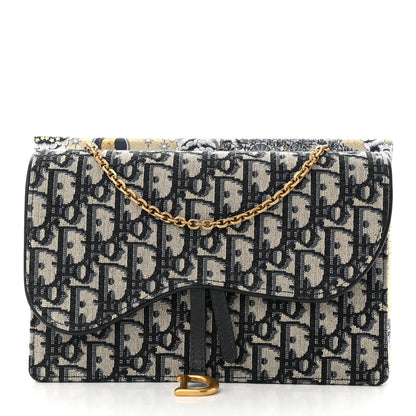 Christian Dior Oblique Saddle Chain Pouch Blue 10 of 10