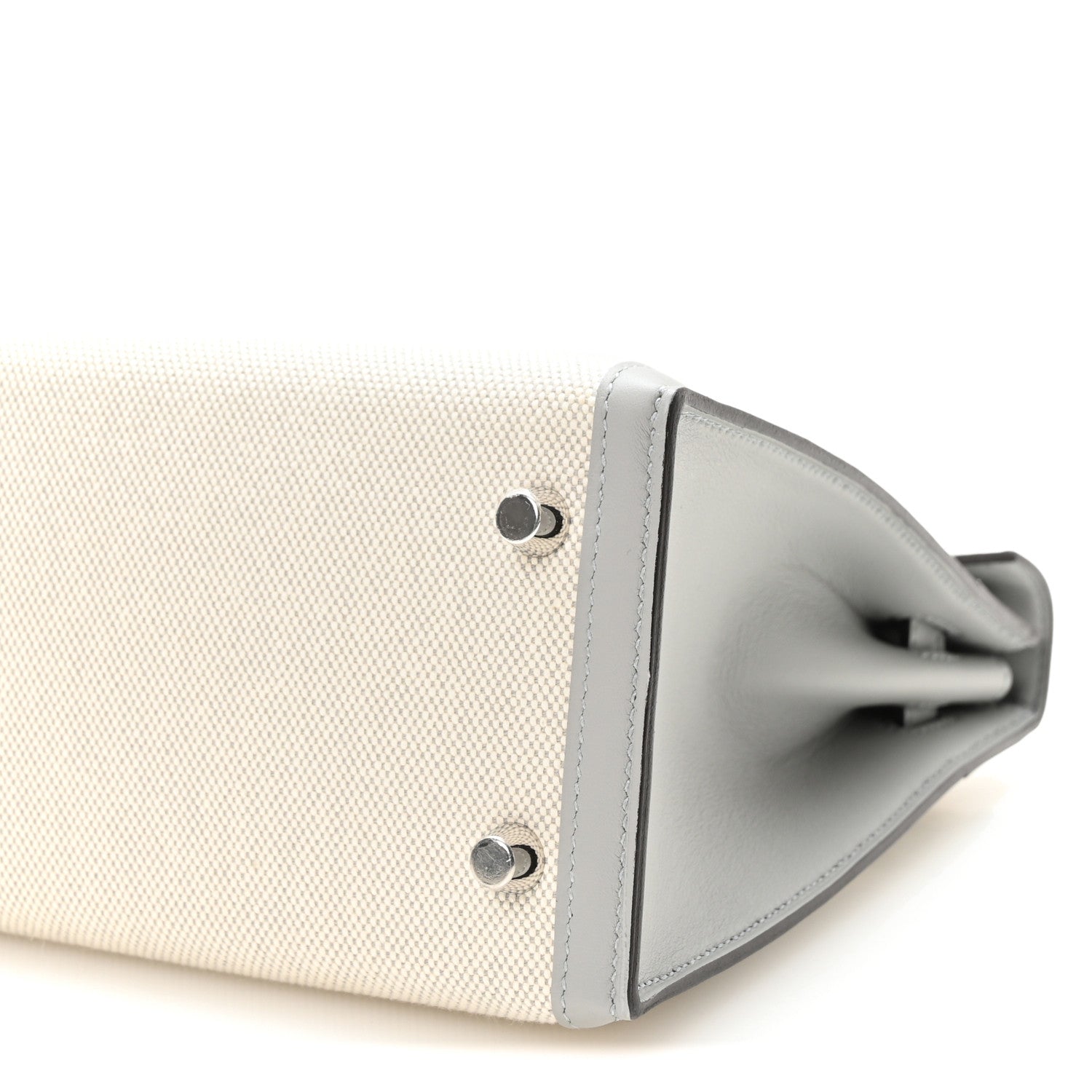 Hermes Toile H Swift Kelly Sellier 25 Ecru Bleu Glacier 10 of 11